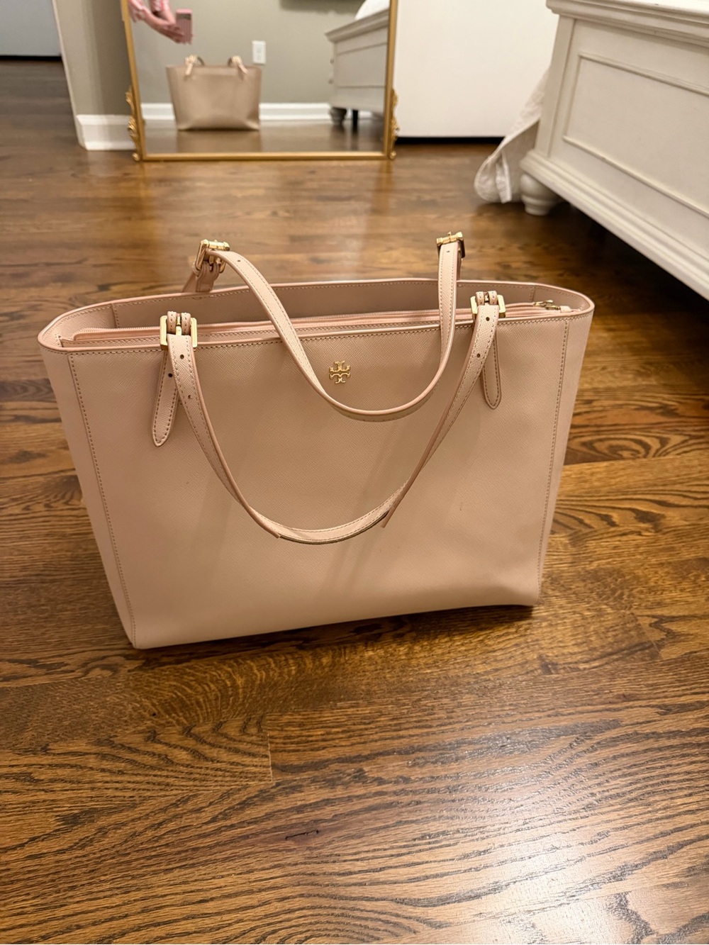 Tory Burch Blush Pink Leather Double-Handle Tote
